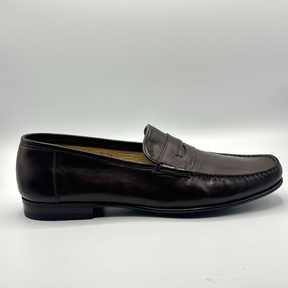 Santoni Dress Loafers 13D Dark Brown Leather Penny Luxury Business Made In Italy main image 12